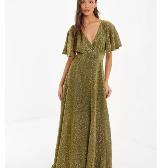 CLEOBELLA gorgeous gold long dress with high slit Fits like a Medium - Picture 1 of 8